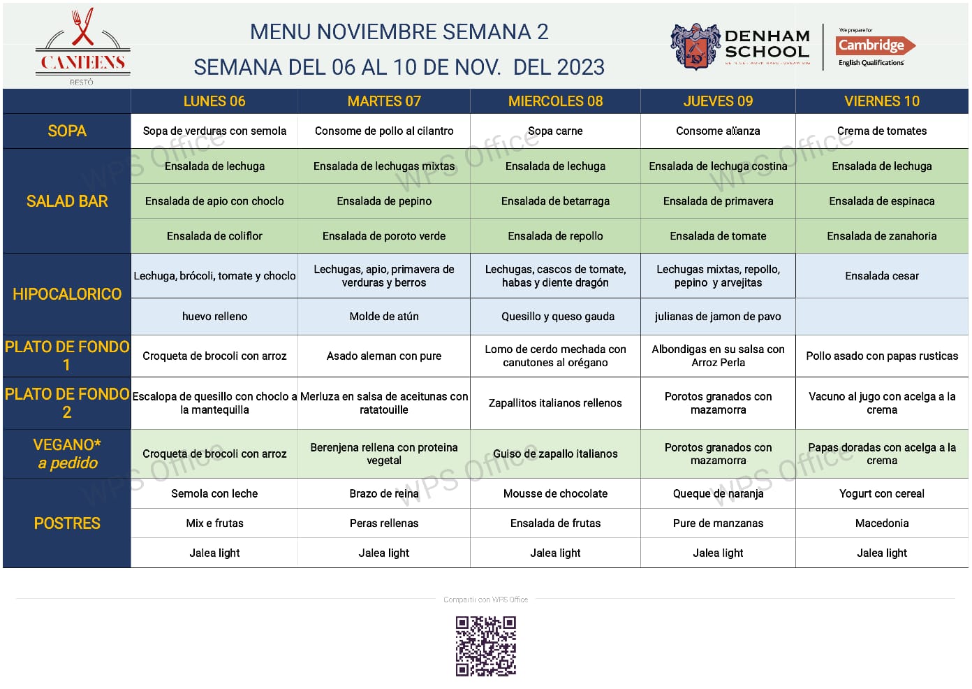 menu